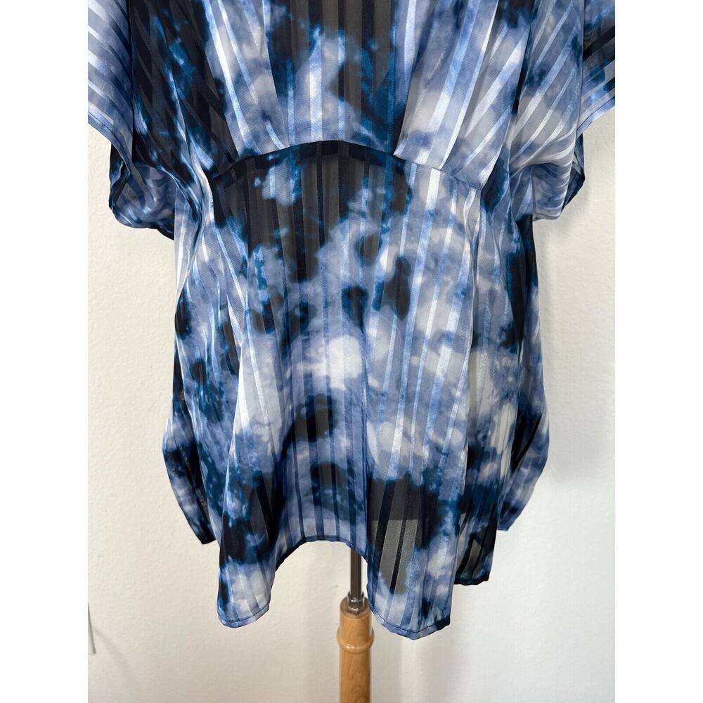 Lane Bryant Tie Dye Kimono Tunic Top Womens Size 10 12 Poncho Semi-Sheer Blue - Picture 5 of 12